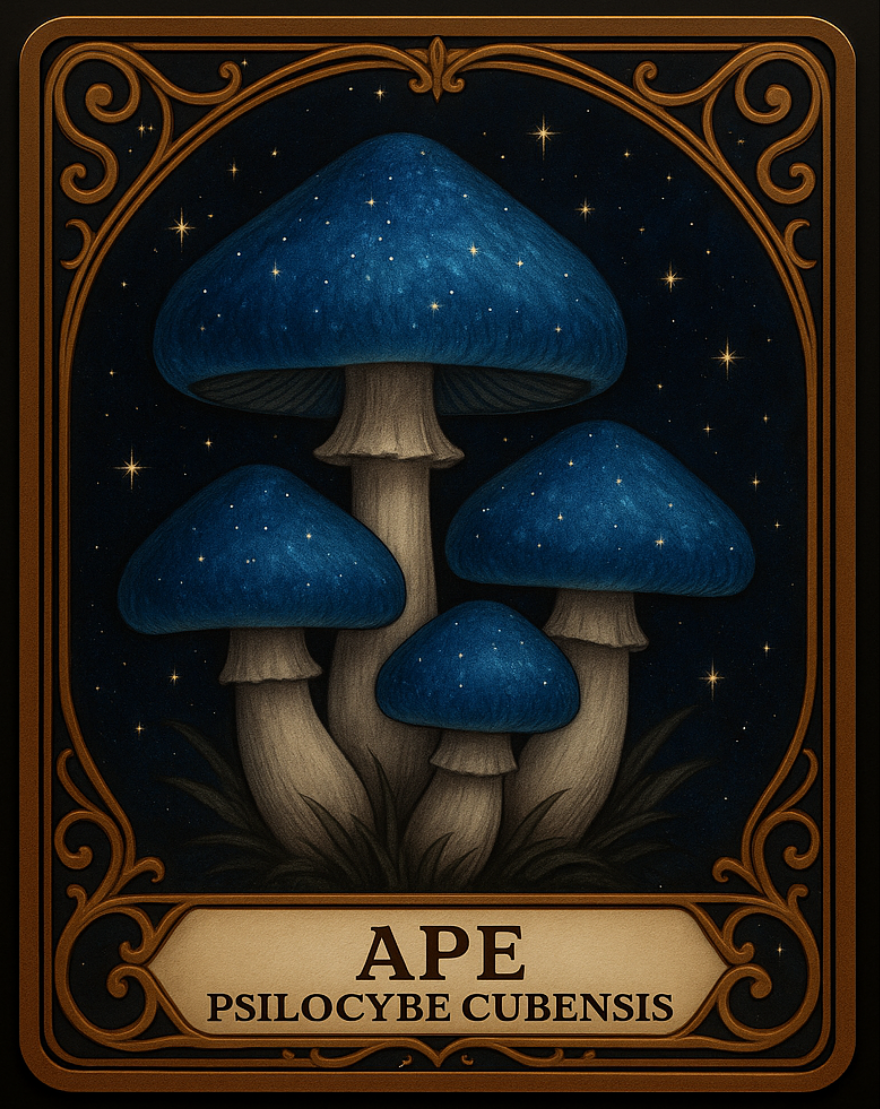 Pegatinas de cartas coleccionables con temática de hongos del campeón