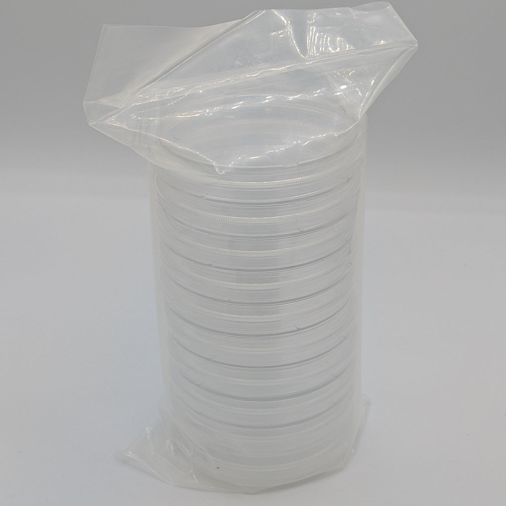 Sterile Celltreat 10pk 100mm x 15mm petri dishes with grip ring, product code 229693