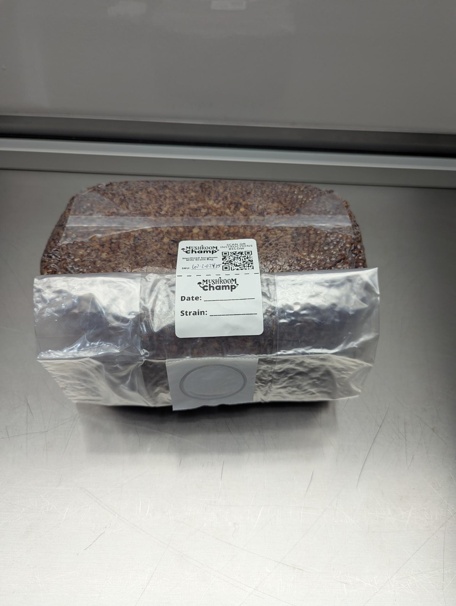 5lb sterile milo sorghum grain spawn mushroom bag with injection port