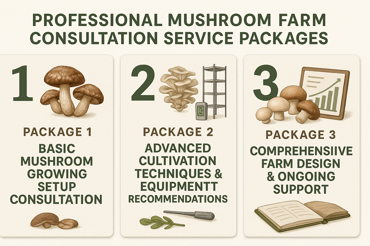 Professional mushroom farm consultation service packages